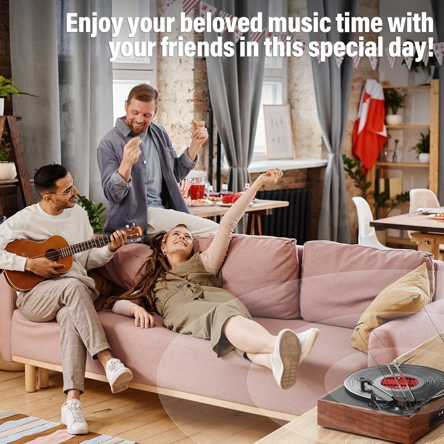 Vynell Retro Vinyl Record Player β Bluetooth Turntable with Built-in Speakers & USB