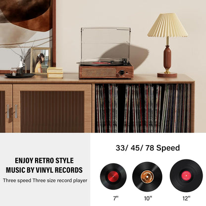 Vynell Retro Vinyl Record Player – Bluetooth Turntable with Built-in Speakers & USB
