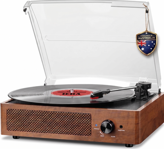 Vynell Retro Vinyl Record Player – Bluetooth Turntable with Built-in Speakers & USB